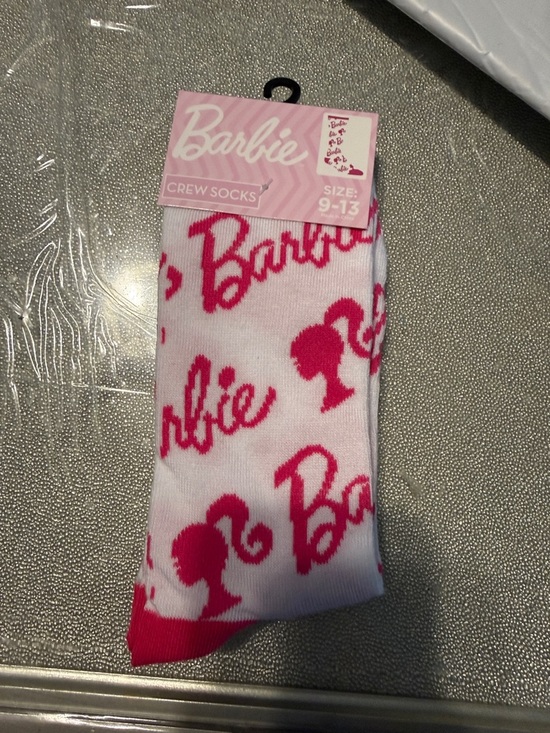 Barbie Accessories - Barbie White and Hot Pink Logo Crew Socks